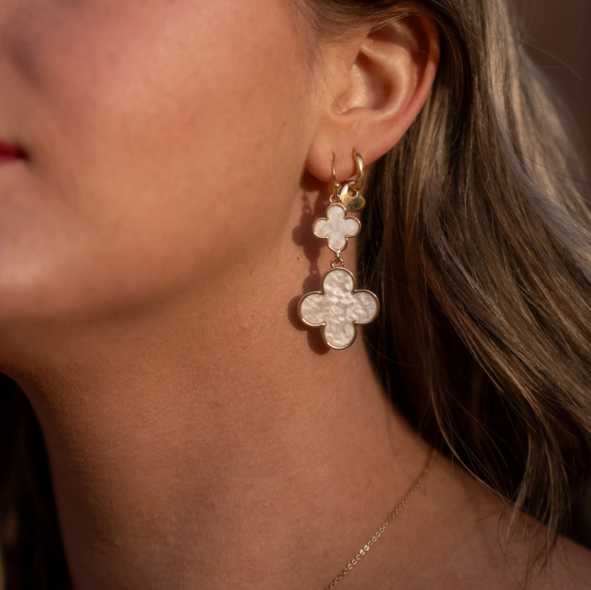 Double Clover Charms Hook Drop Earrings Anarchy Street