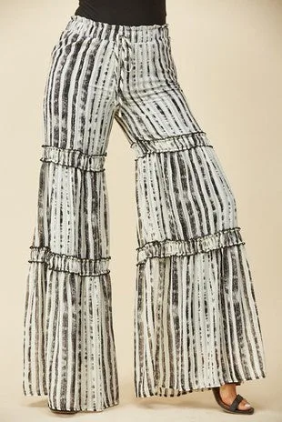 Chiffon Print Tiered Palazzo Pants by Wisteria Lane