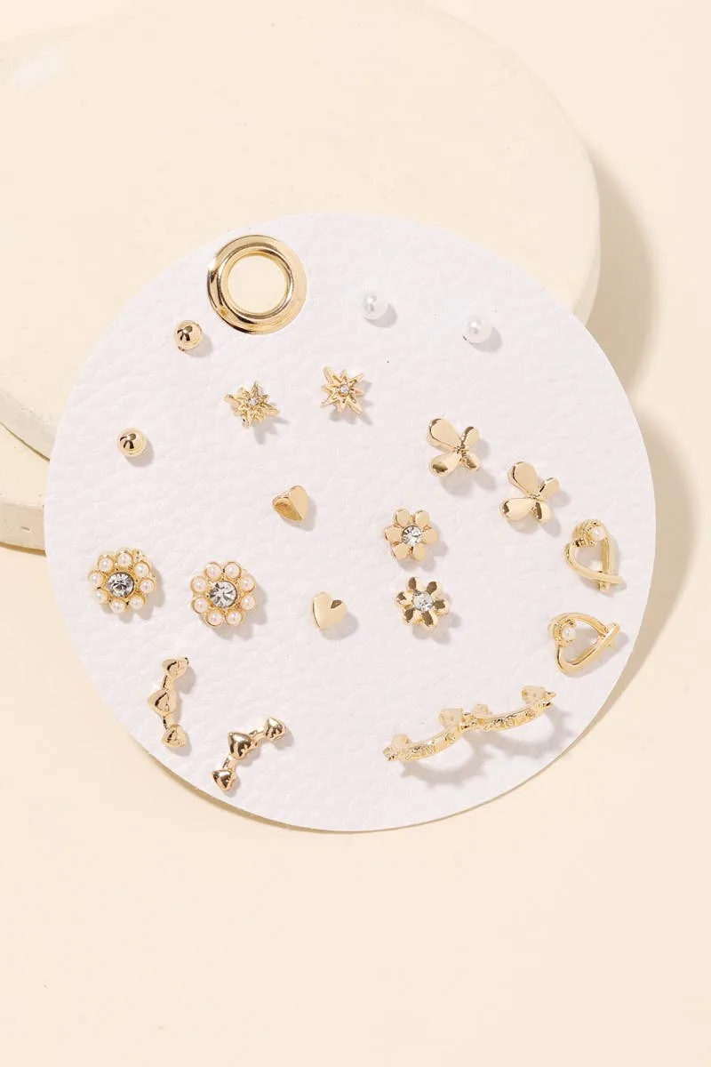 Assorted Mini Heart Flower Stud Earrings Set Anarchy Street
