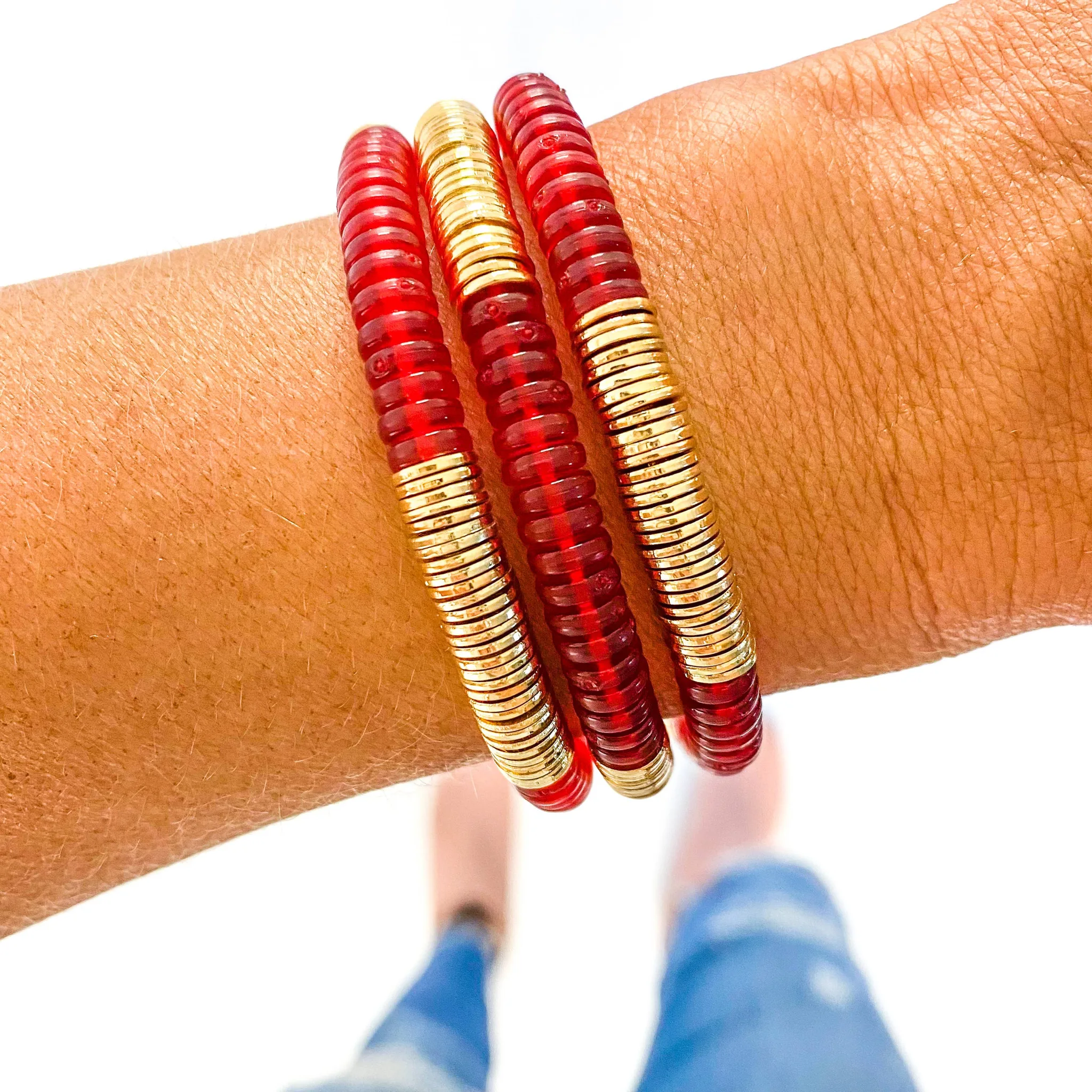 4th of July Savvy Bling (Clear Red & Gold Discs)