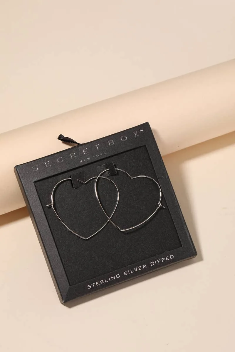 Secret Box Heart Outline Hoop Earrings Anarchy Street (Silver)
