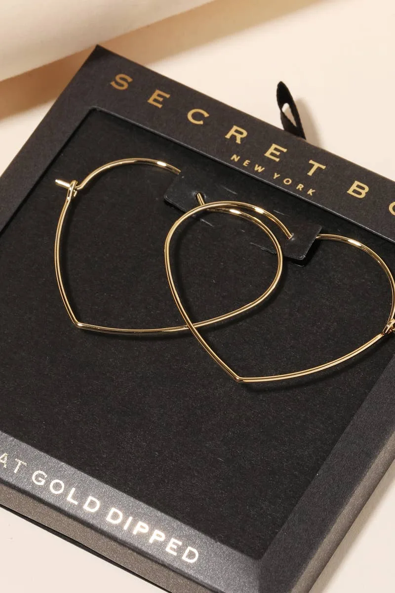Secret Box Heart Outline Hoop Earrings Anarchy Street (Gold)