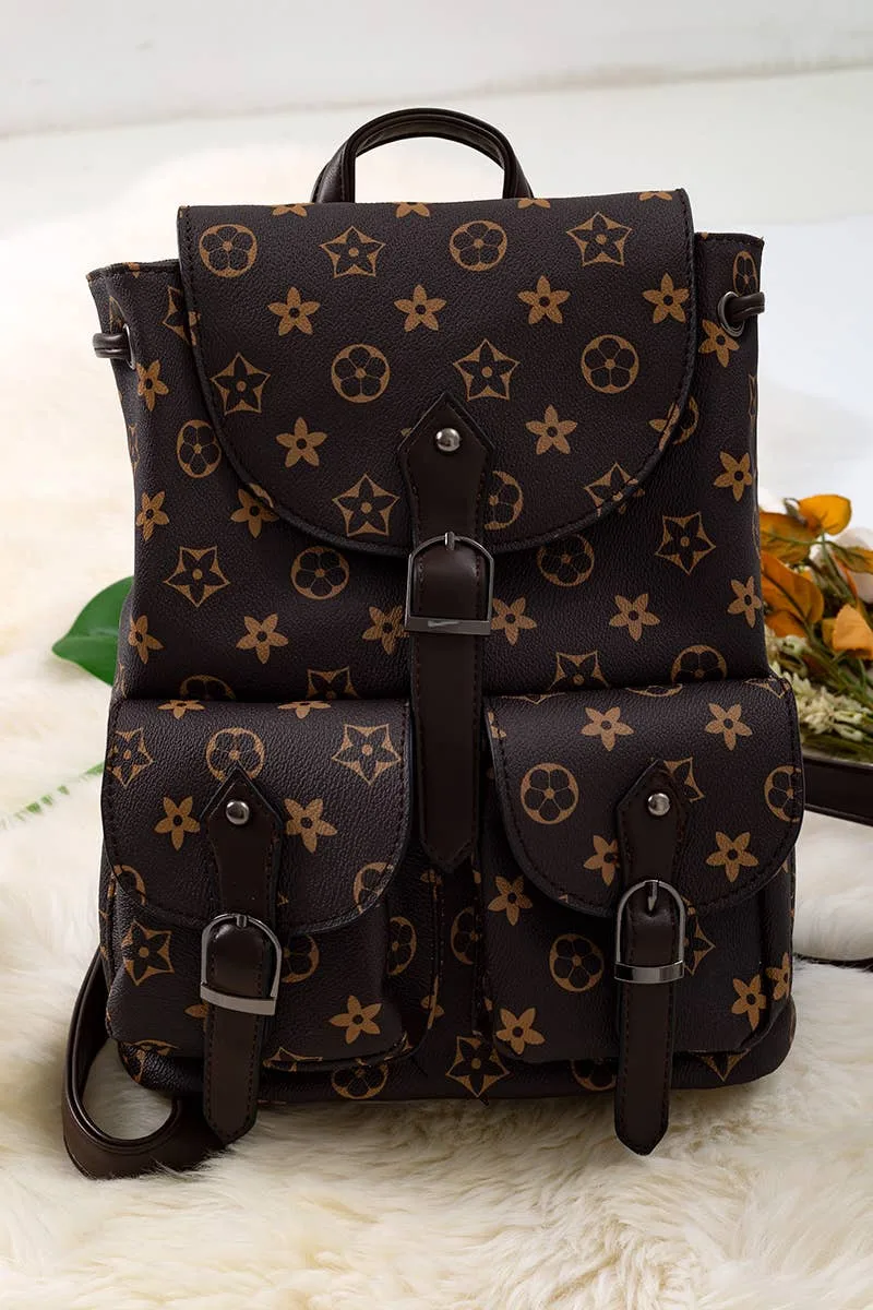 Star Leather Backpack (Dark Brown)