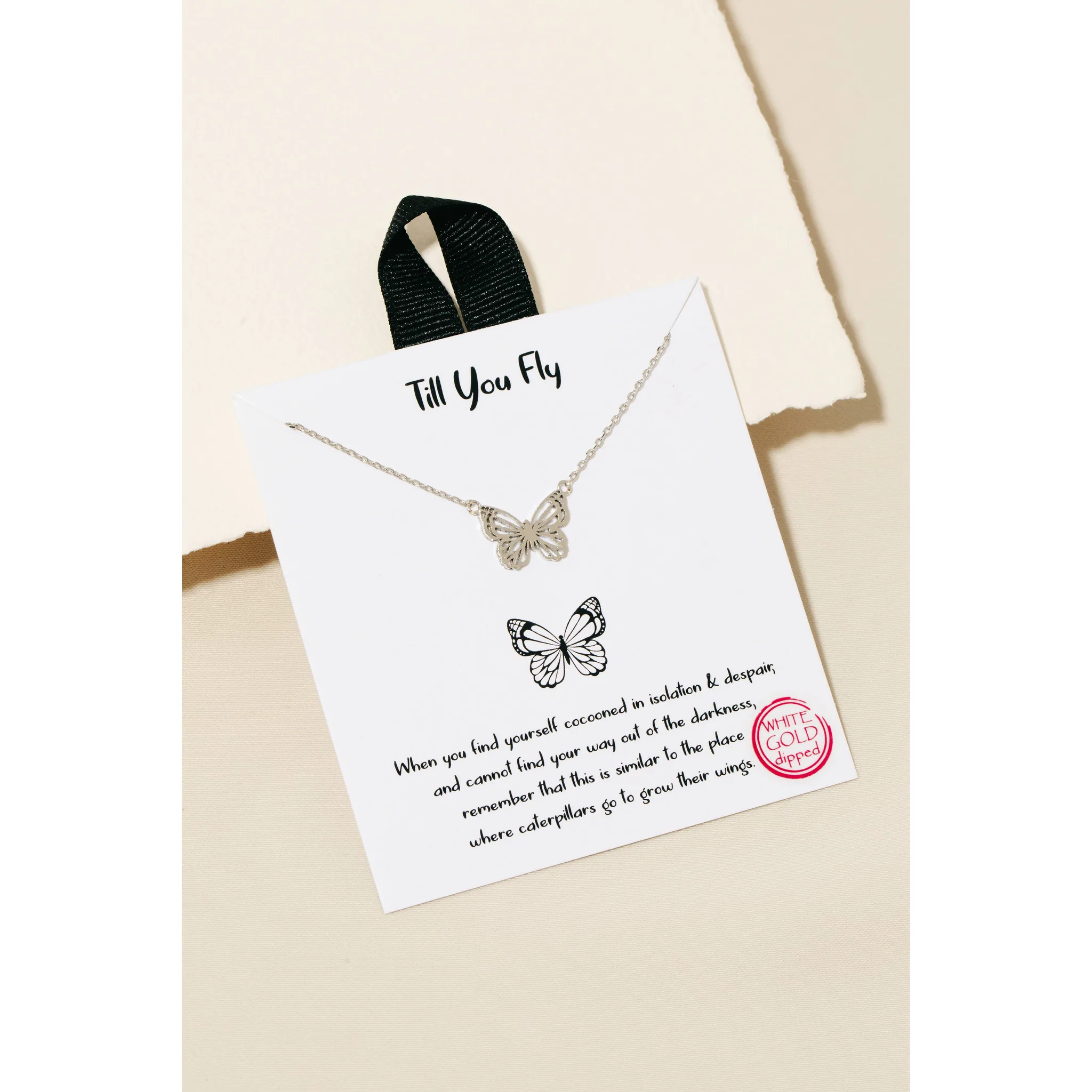 Dipped Flat Butterfly Pendant Necklace Anarchy Street (Silver)