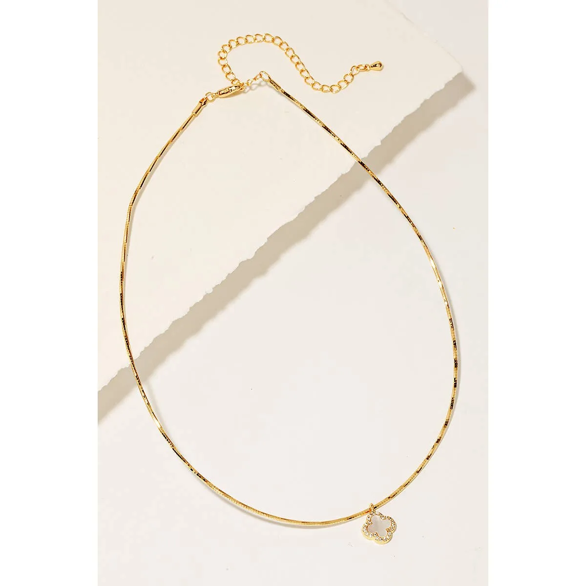 Pave Seashell Clover Charm Beaded Necklace Anarchy Street