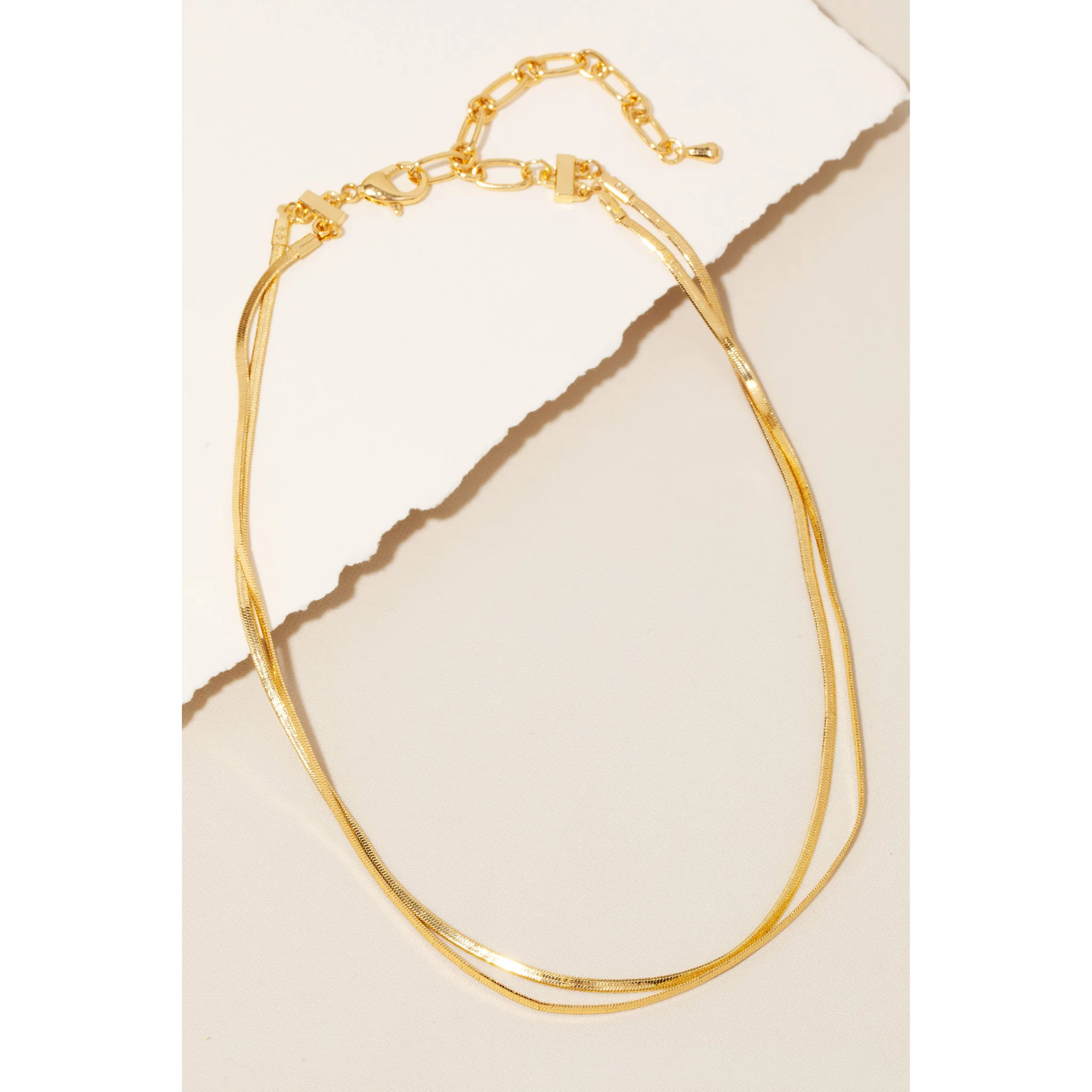 Gold Layered Metallic Flat Chains Necklace Anarchy Street