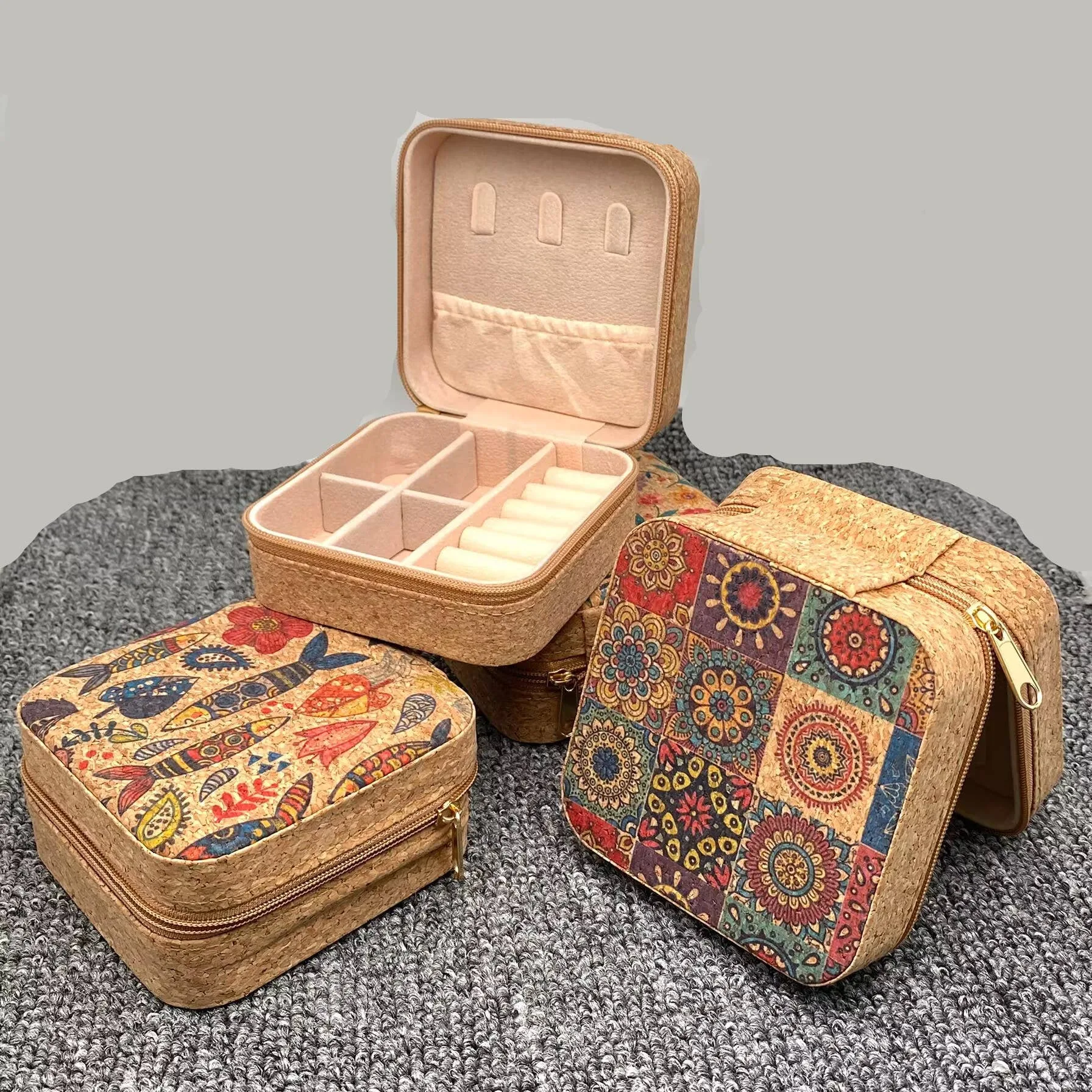 Vintage Crushed Wood Grain PU Leather Jewelry Storage Box