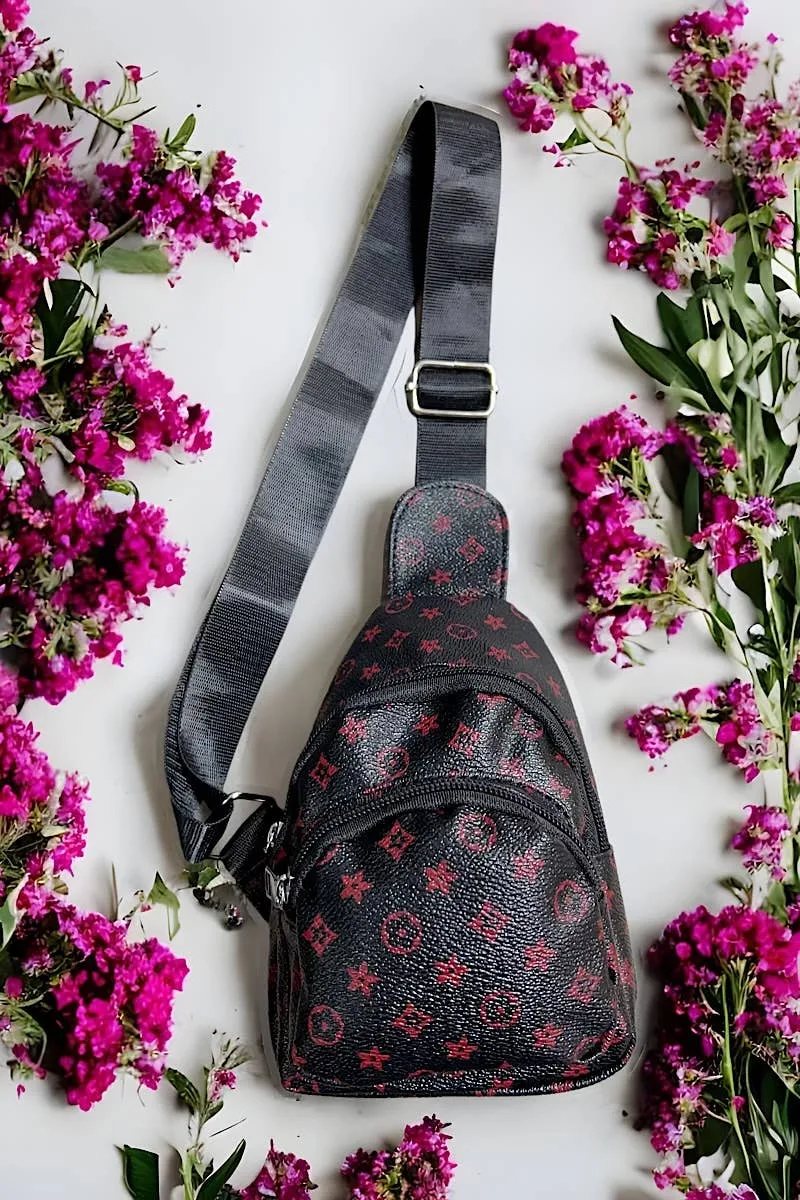 Red Star Printed on Small Black Sling Bag
