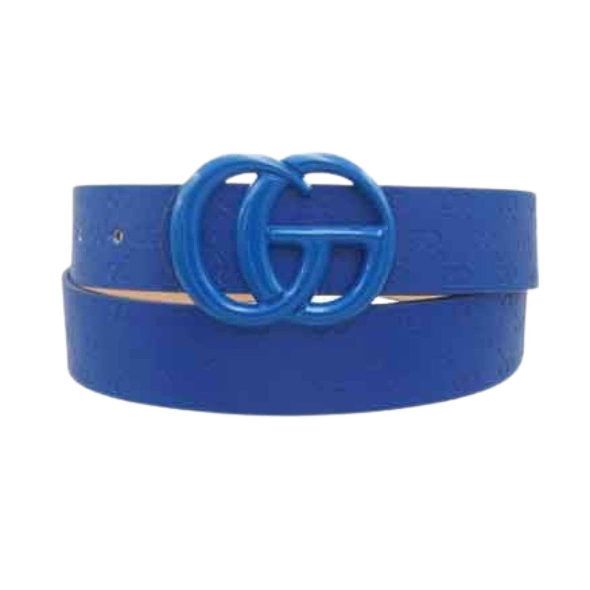 Color Coated Go Buckle Embossed Print Belt- Bella K