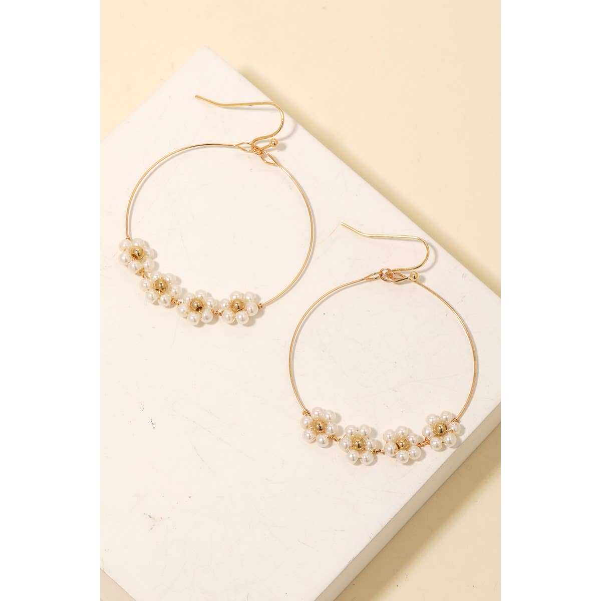 Floral Beaded Circle Cutout Earrings-Anarchy Street