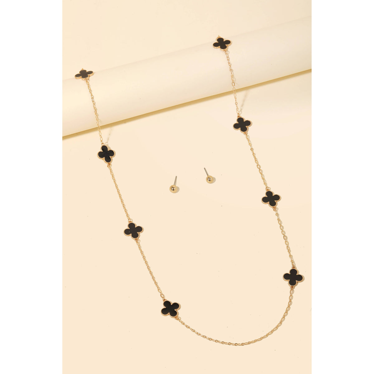 Clover Charms Station Long Necklace Set -Anarchy Street