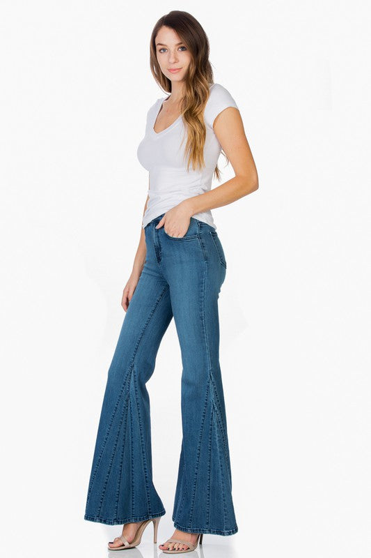 Denim Pants Wide Bell Bottom Pants High Waist Denim Flare Wide Leg
