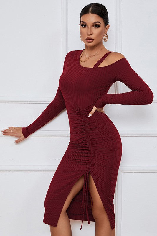 Sexy Long Sleeve Midi Dress in Burgundy by Claude Love Stitches Boutique Sexy Long Sleeve Midi Dress in Burgundy by Claude Love Stitches Boutique