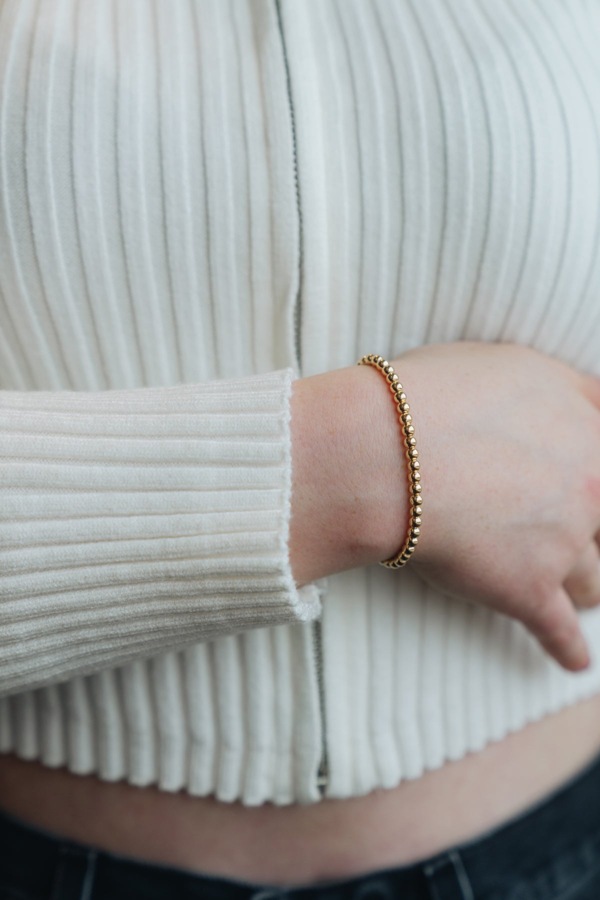 18k Gold Filled 4mm Gold Ball Adjustable Bracelet- Luxus Accessories