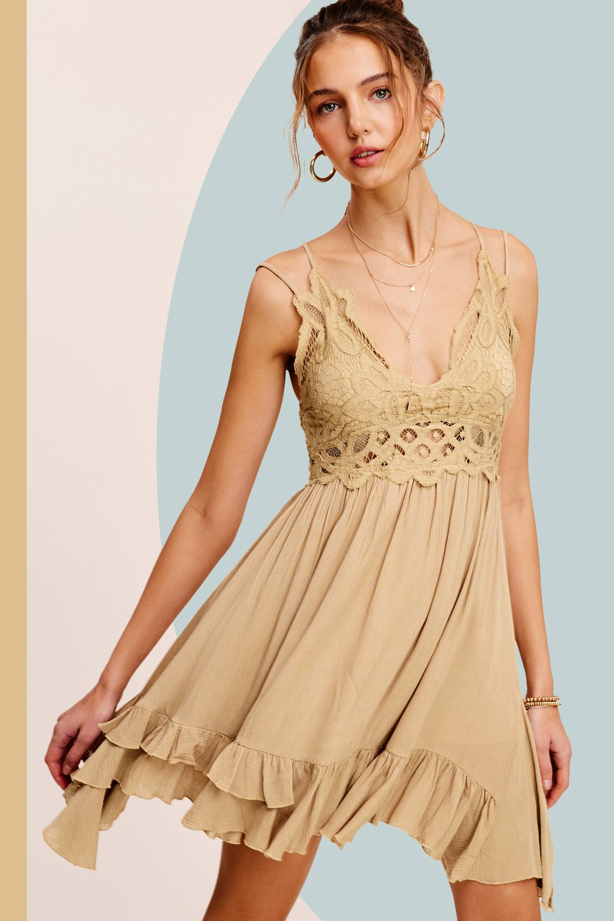 Crochet Lace Trim Sleeveless Bralette Mini Dress by La Miel Love Stitches Boutique Crochet Lace Trim Sleeveless Bralette Mini Dress by La Miel Love Stitches Boutique