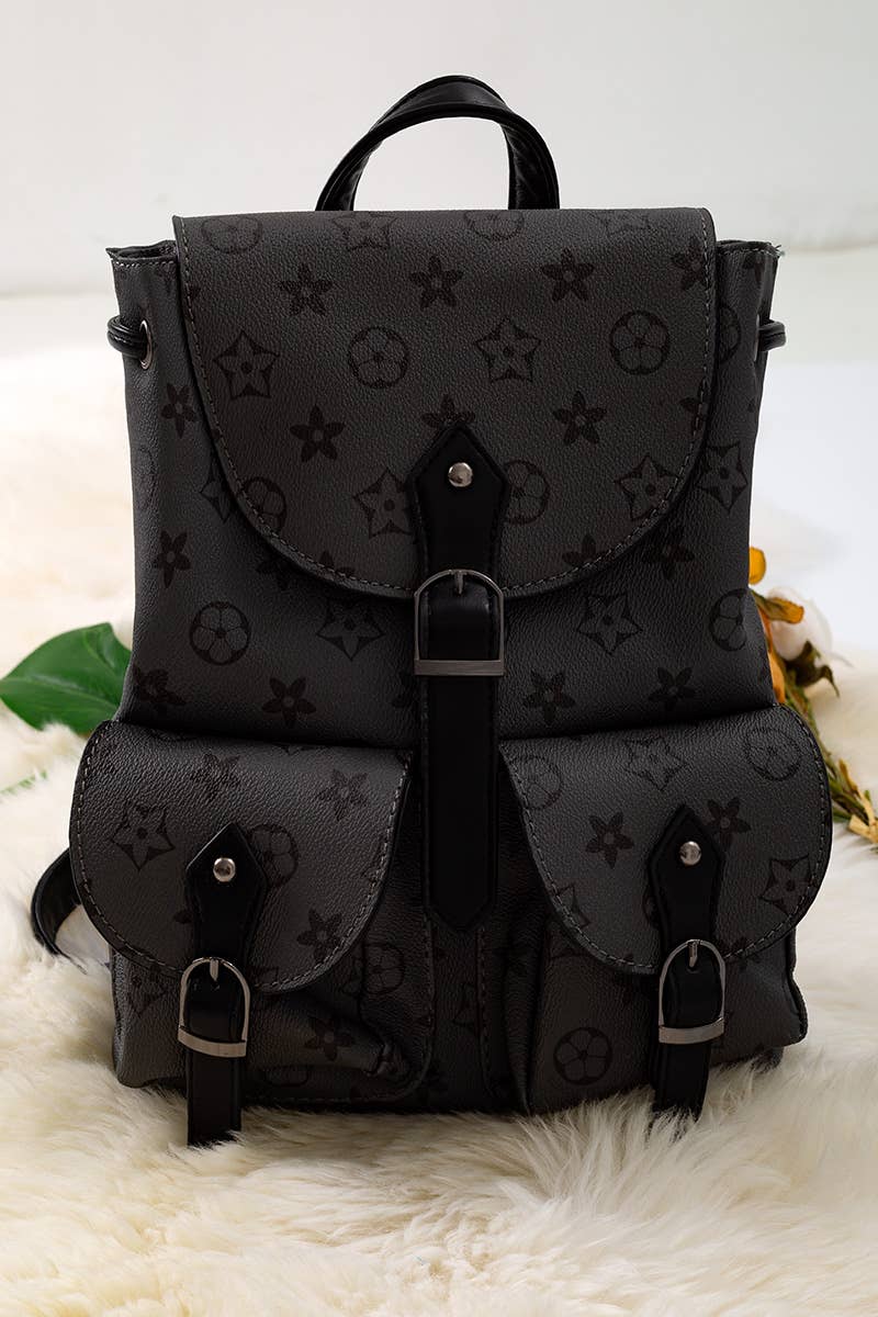 black leather backpack with pink with stipes Star Leather Backpack (Pink) – Love Stitches Boutique