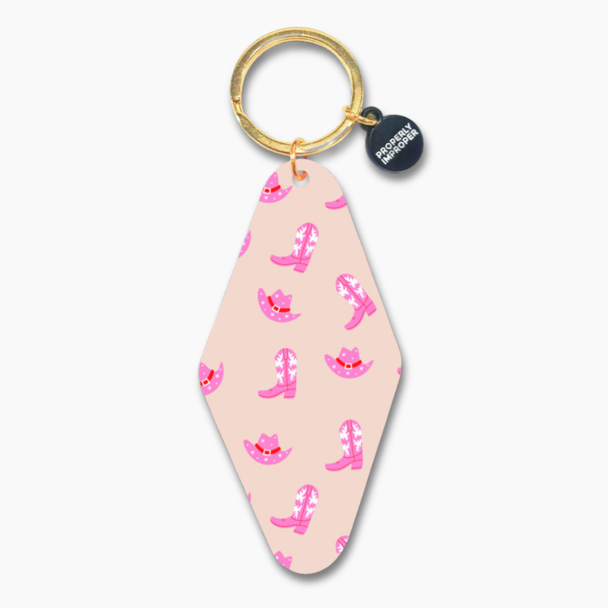 Cowgirl Boot and Hat Printed Keychain