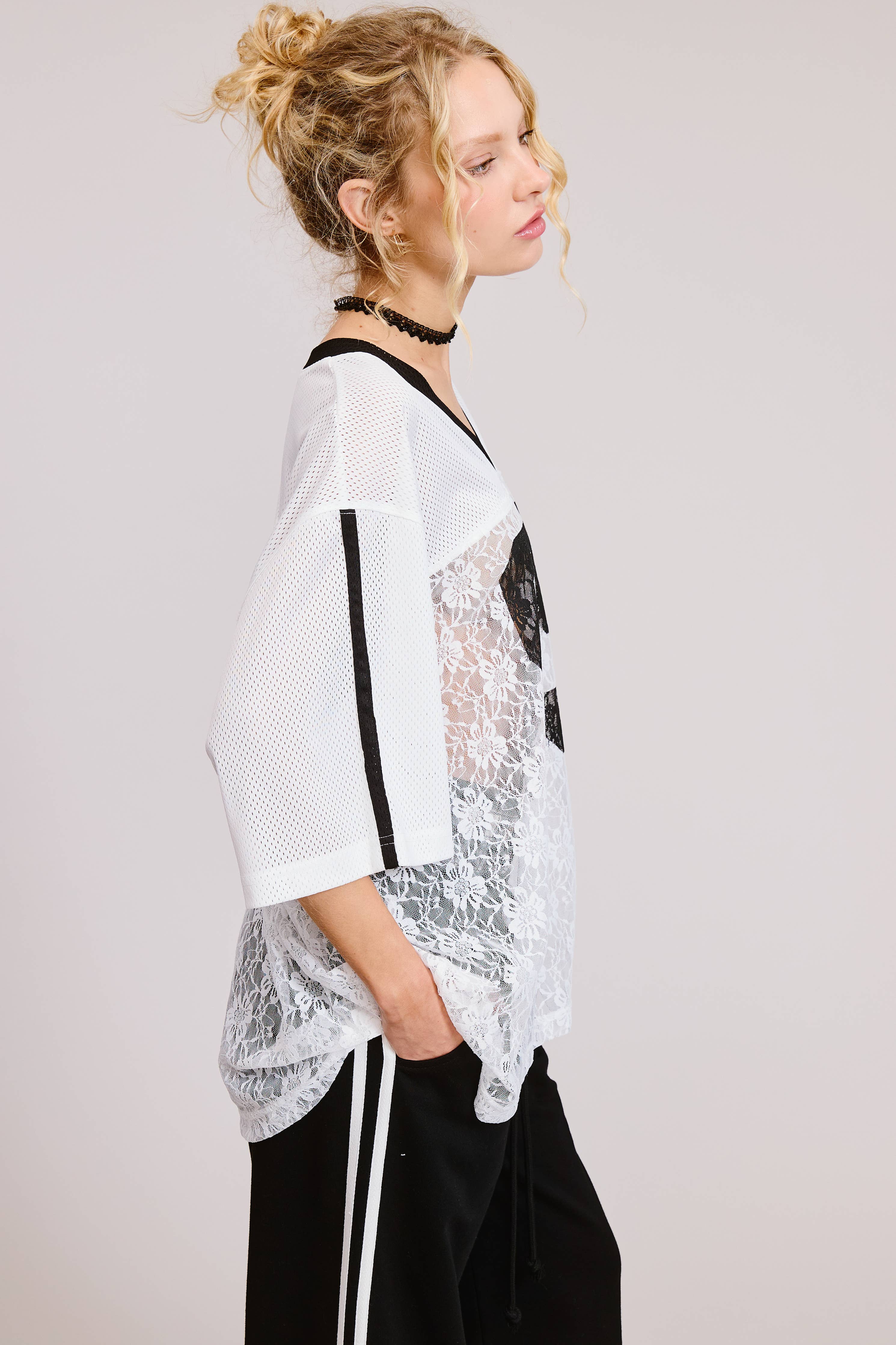 Sporty Chic Lace Number 85 Graphic Jersey Top Restocked! – Love