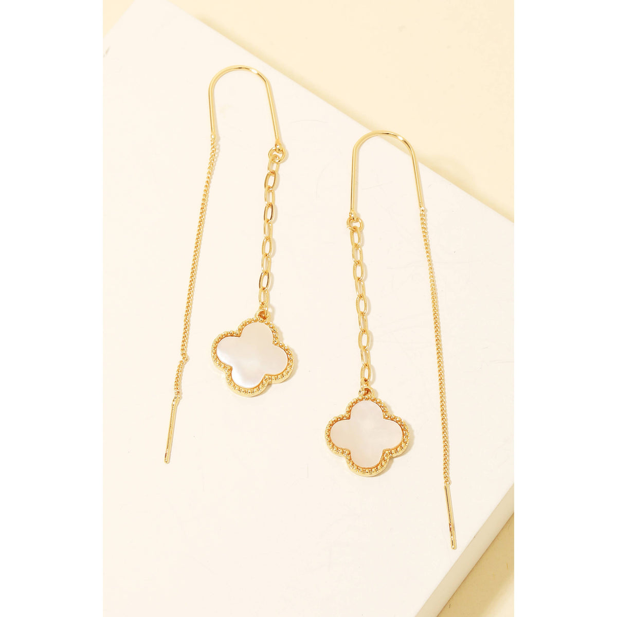 Pearl Clover Chain Dangle Earrings-Anarchy Street