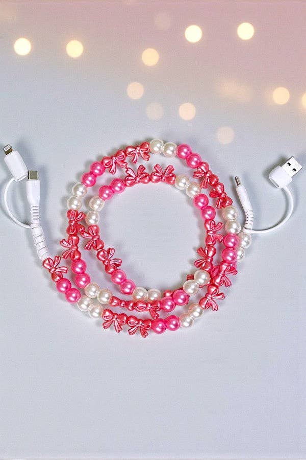 Updated Pearl and Bow Beaded Phone Charger