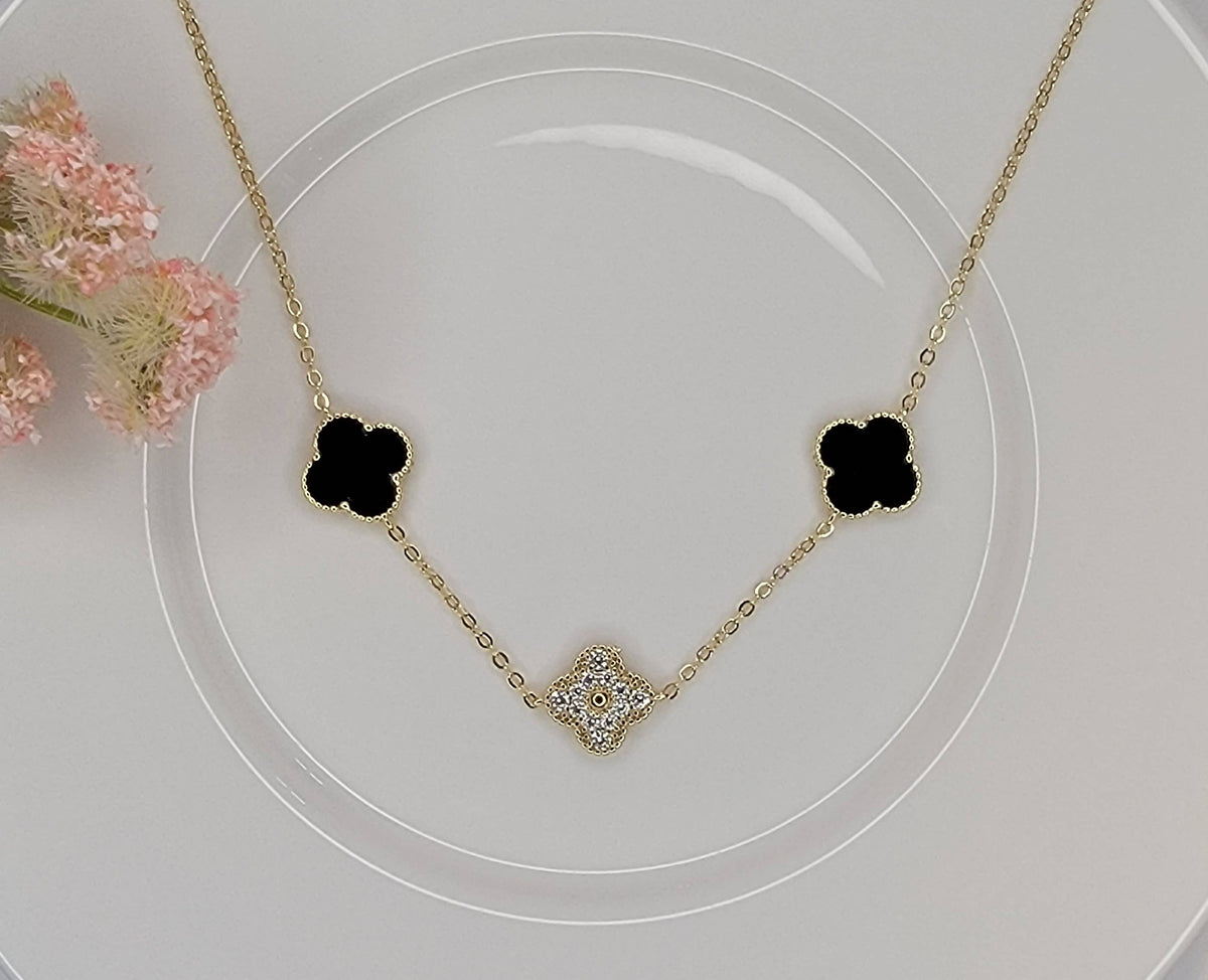 3 pieces charm four leaf clover necklace - Crystal Works by Betty Oh