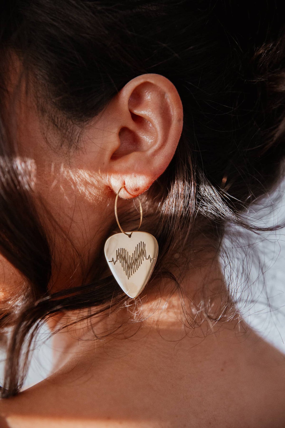 14K Gold-Filled Hoop Earrings- Groupie Love Guitar Picks