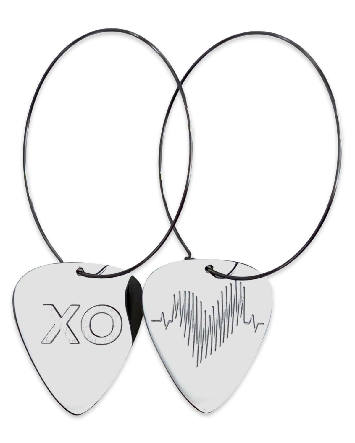 Stainless Steel Hoop 50mm Earrings XO Guitar Picks, Groupie Love