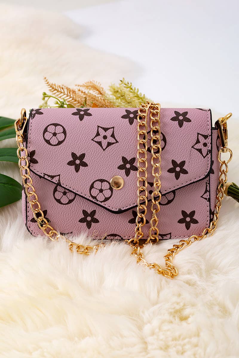 5x7 Crossbody Small Purse with Chain (Pink)