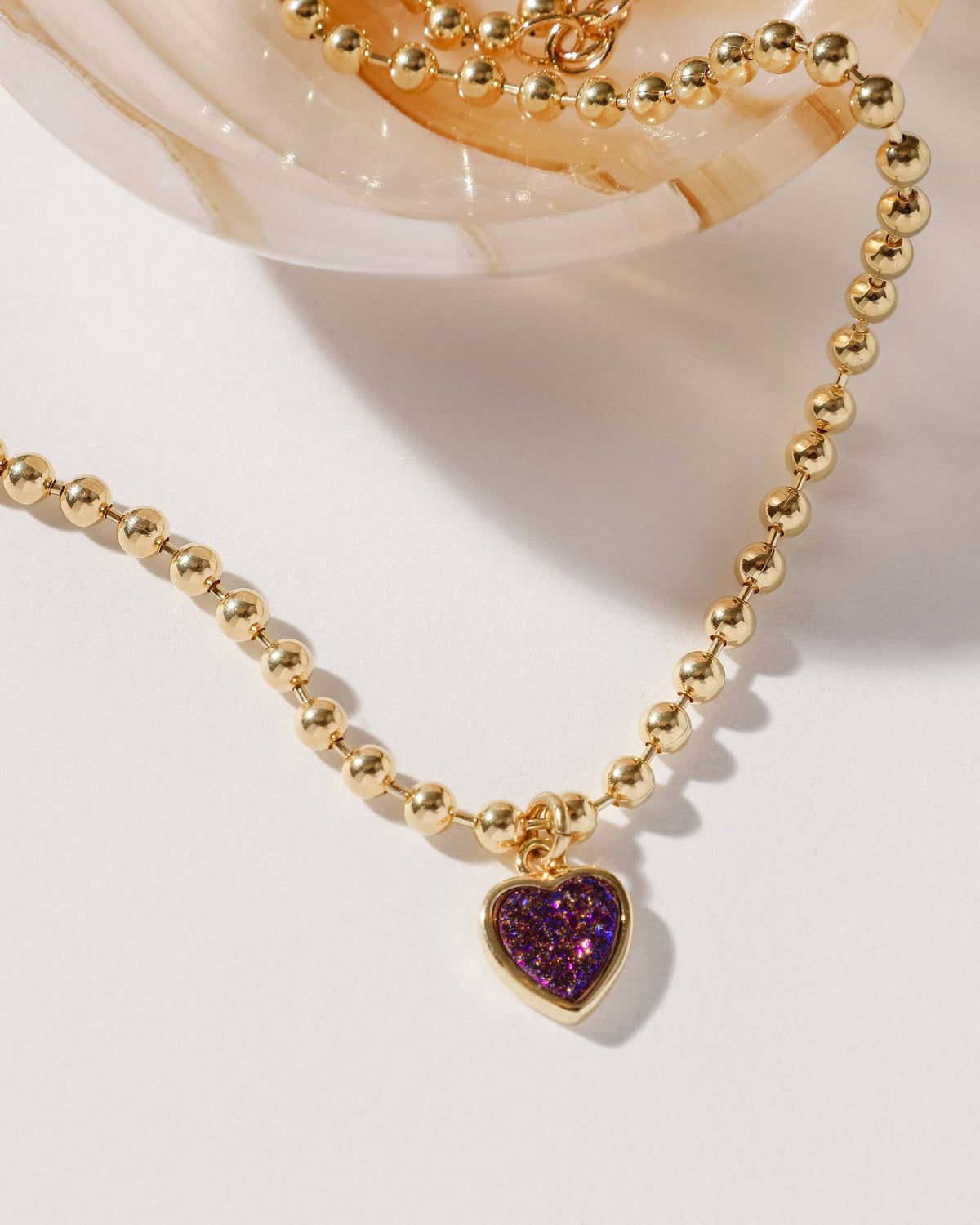 Luna Norte Heart's Accelerated Ball Chain Necklace Gold