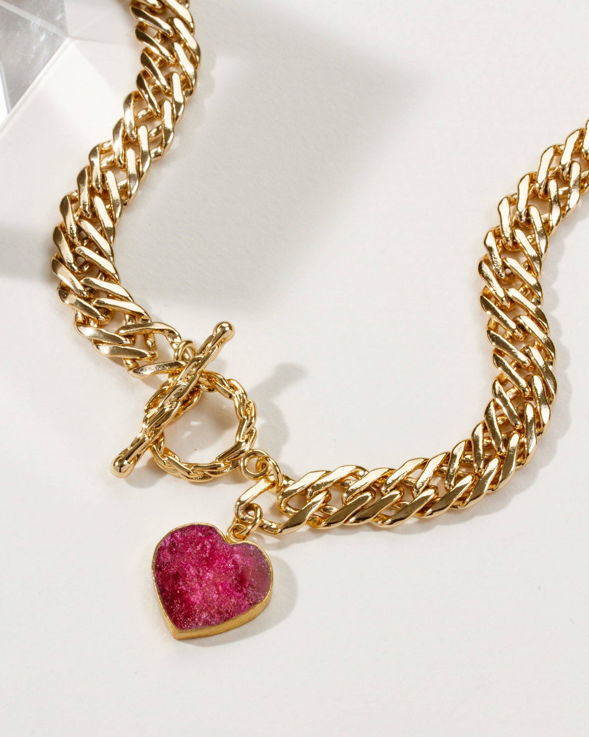Luna Norte Heart of Gold Toggle Necklace - Ruby