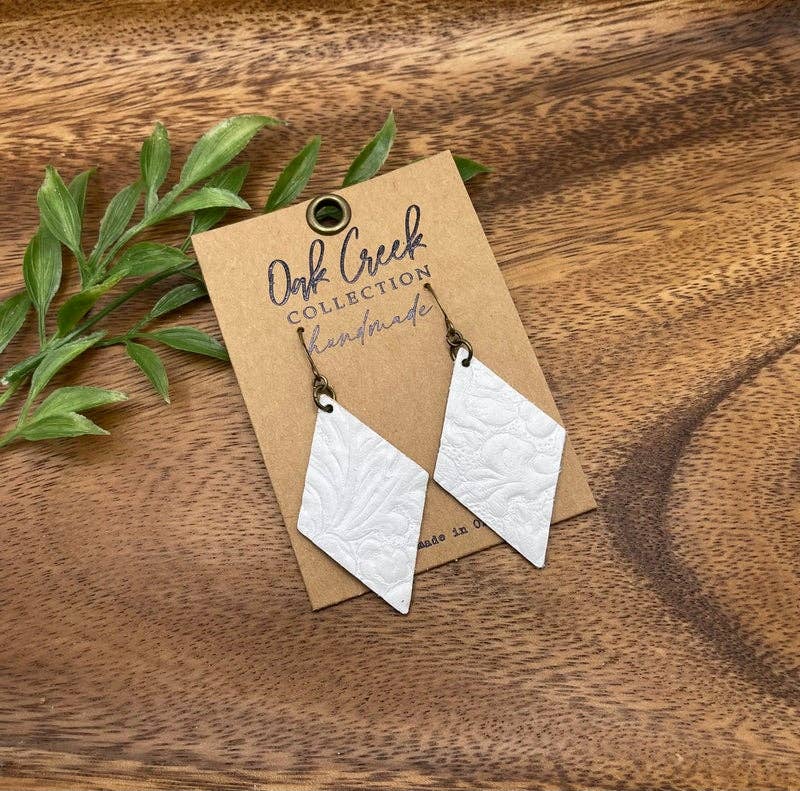 Leather Diamond Earring -Oak Creek Collection Handmade