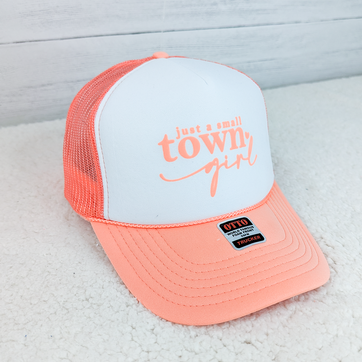 Just A Small Town Girl Puff Trucker Cap - Trendy Tee Co.