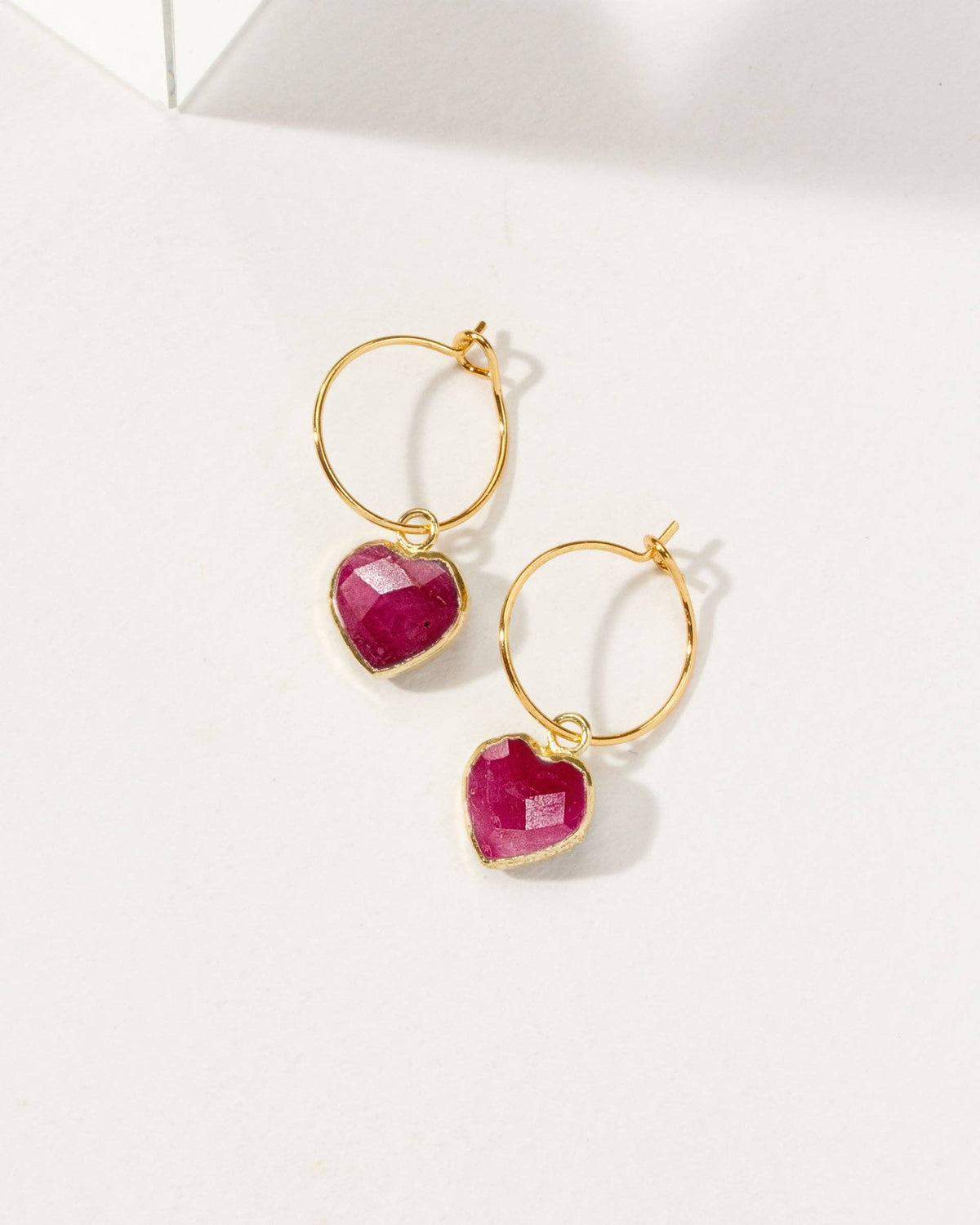 Luna Norte Conversation Heart Mini Hoop Earrings - Ruby