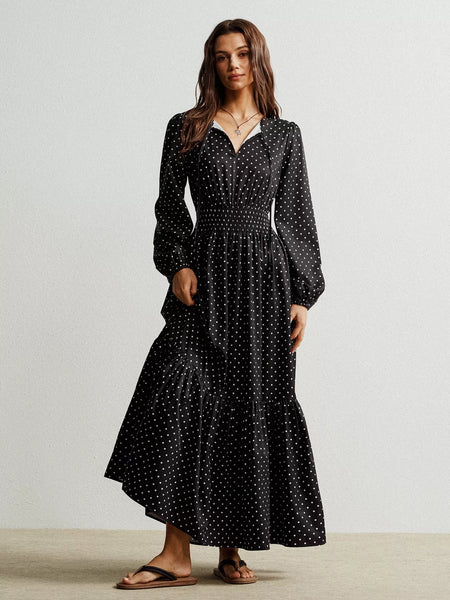 long sleeve polka dot maxi dress Polka Dot Long Sleeve Maxi Dress – Love Stitches Boutique