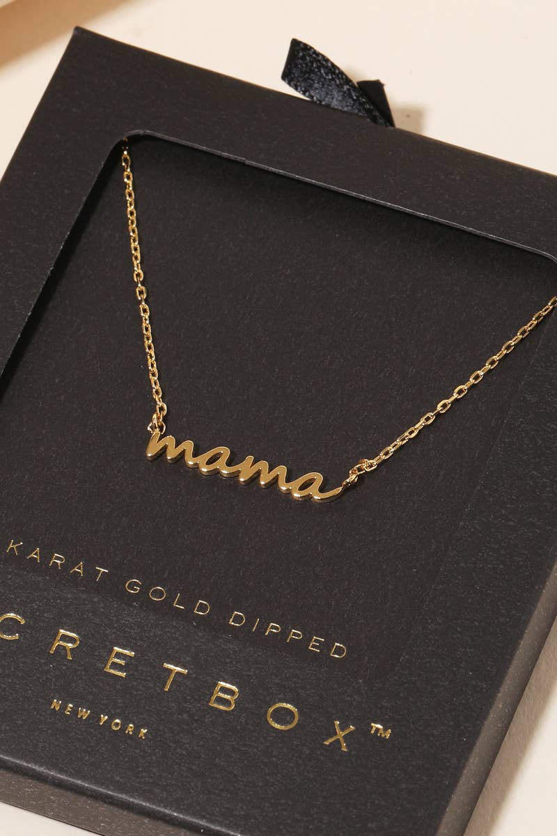 Secret Box Gold Dipped Dainty Mama Pendant Necklace- Anarchy Street