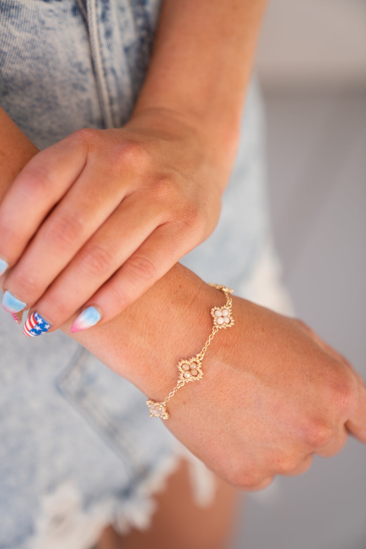 Beaded Clover Charms Chain Bracelet -Anarchy Street