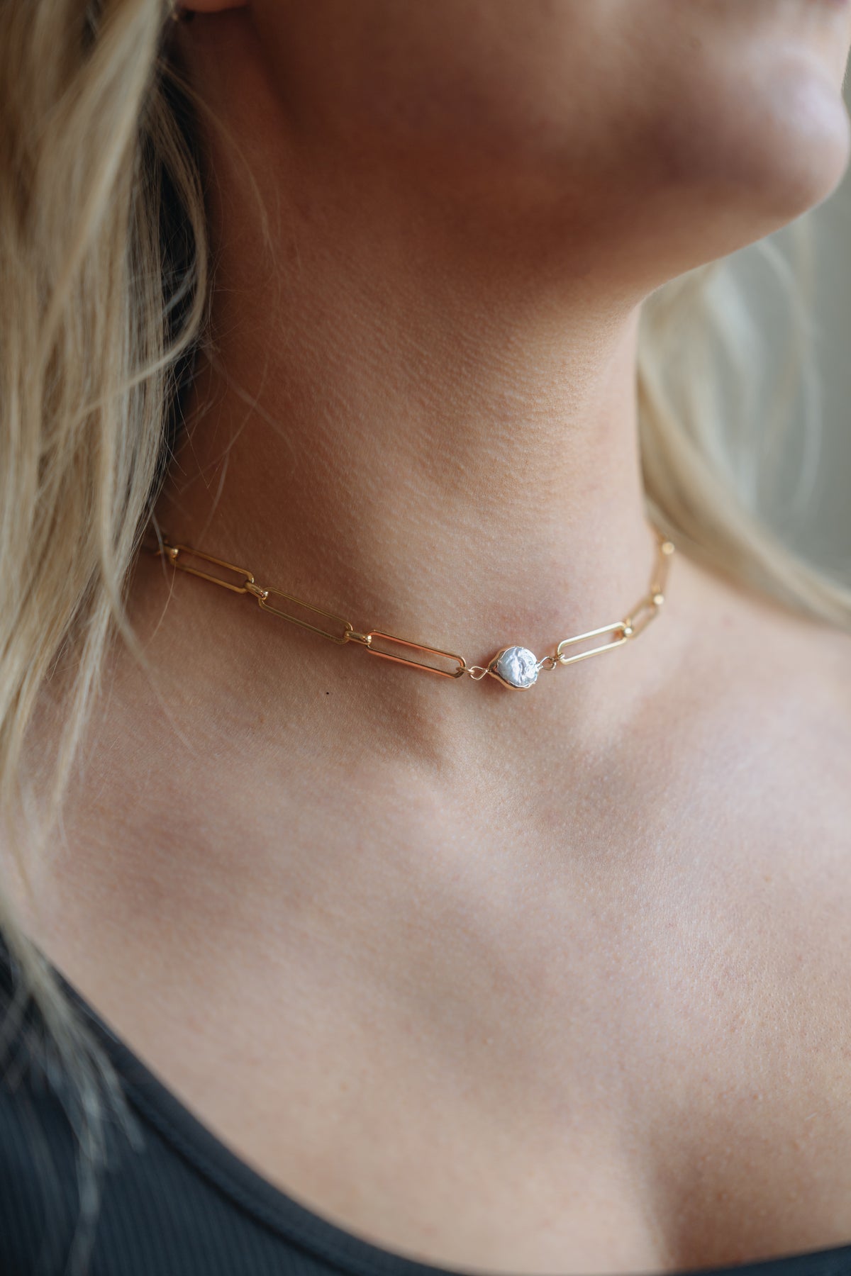 Baroque Pearl Link Choker -Toasted Jewelry