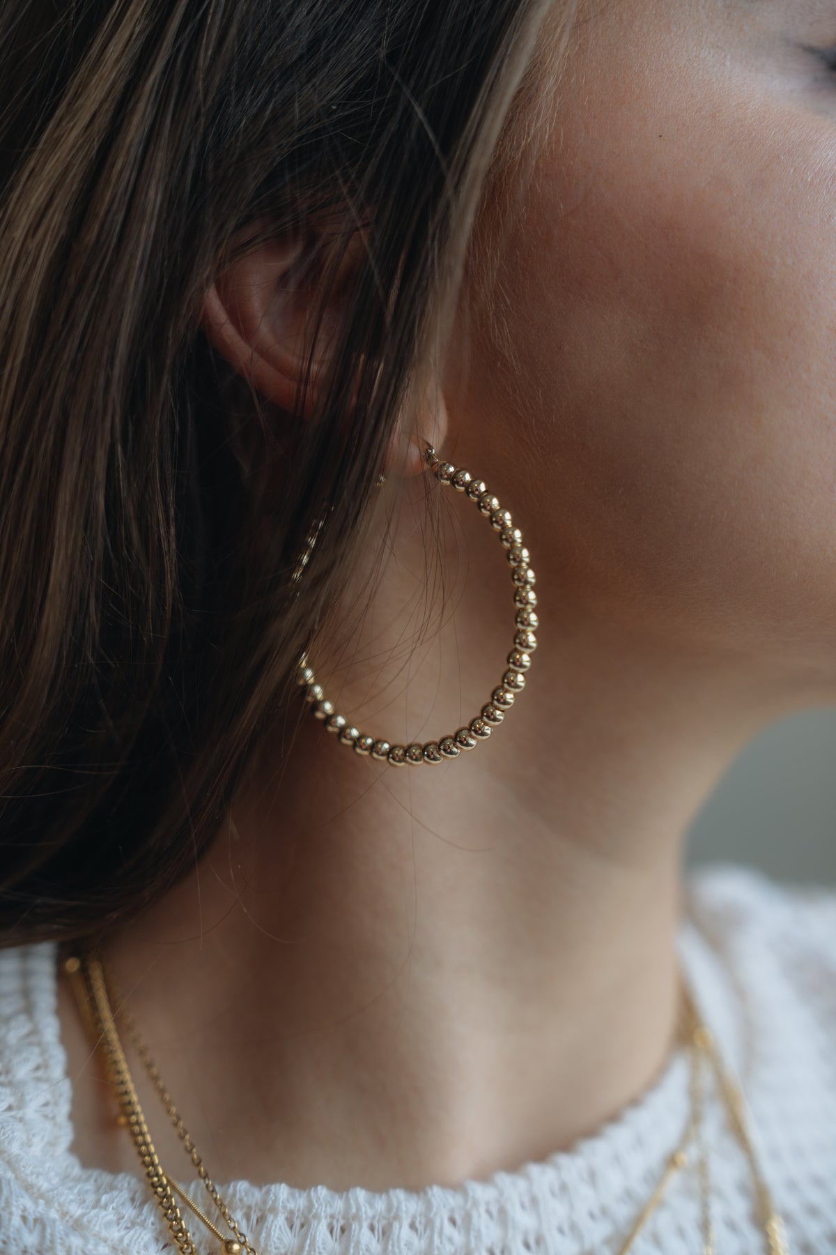 18k Gold Filled Beaded Hoop Earrings -Luxus Accessories