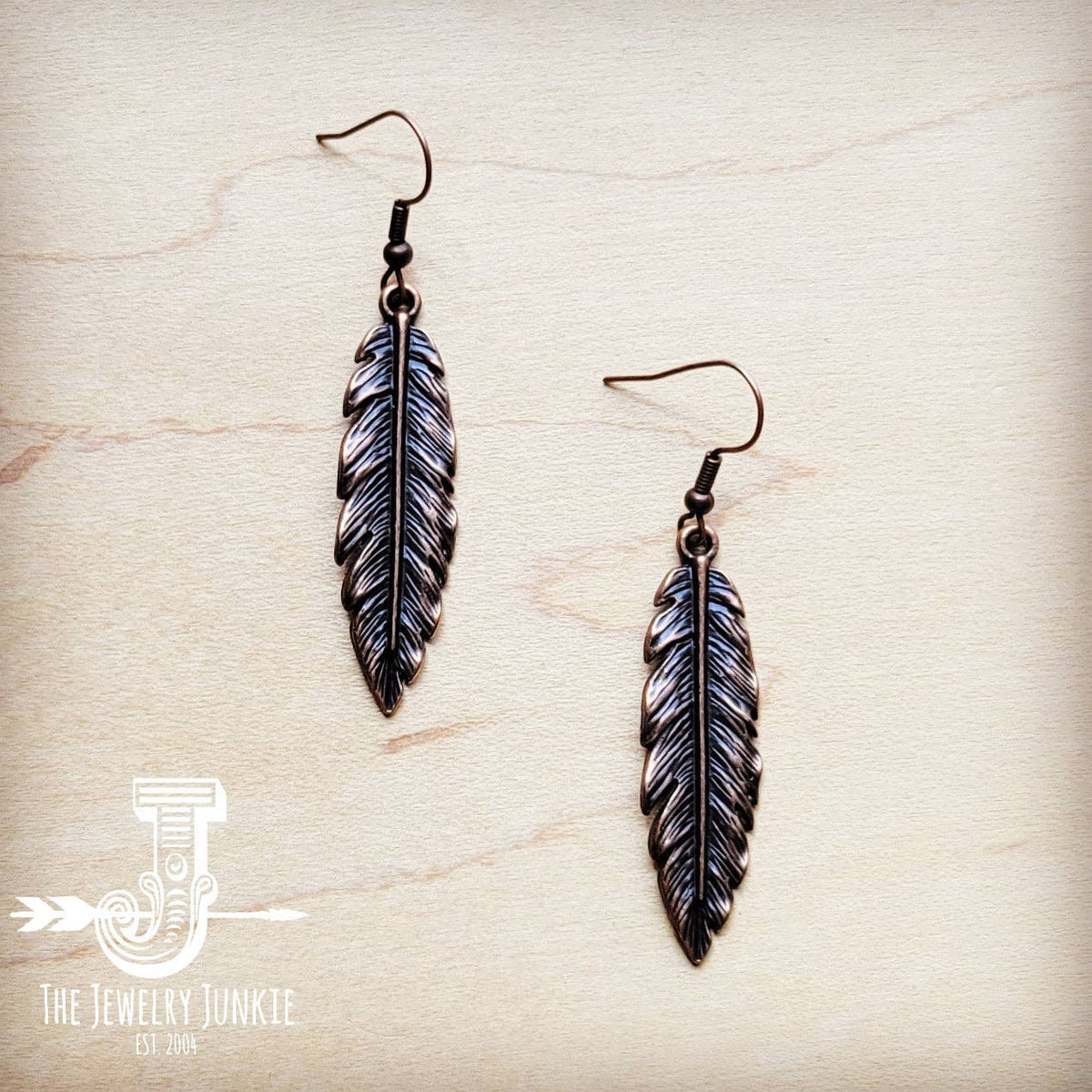 Antique Copper Feather Earrings The Jewelry Junkie