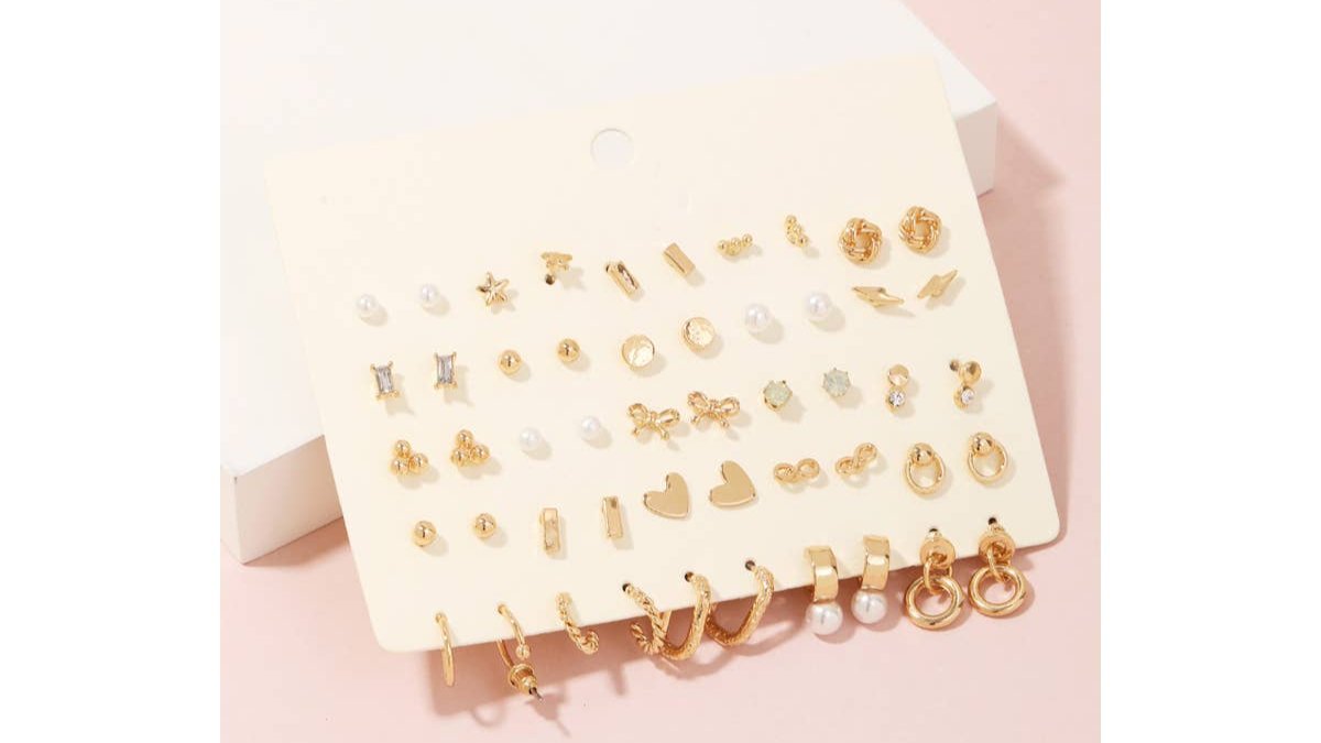 Assorted Metallic Stud Earrings Set- Anarchy Street