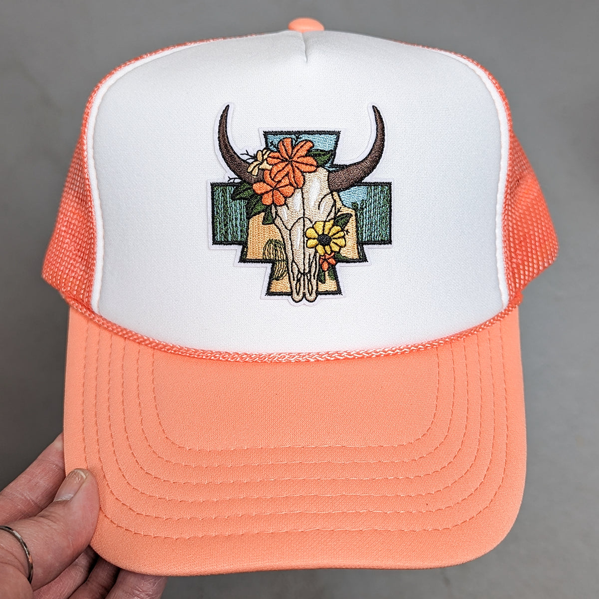 Boho Bull Skull Trucker Cap- Trendy Tee Co.