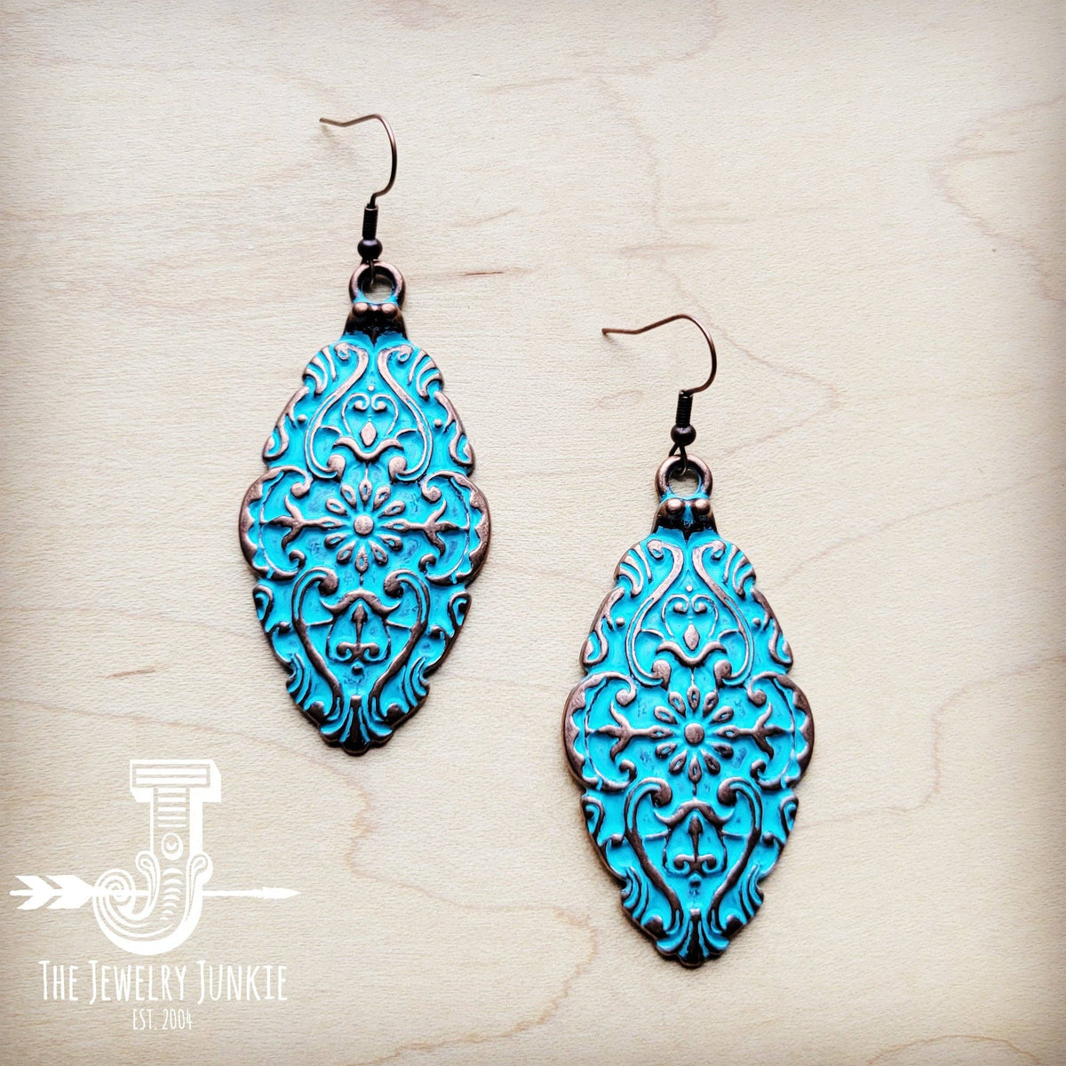 Burnished Filigree Copper Earrings