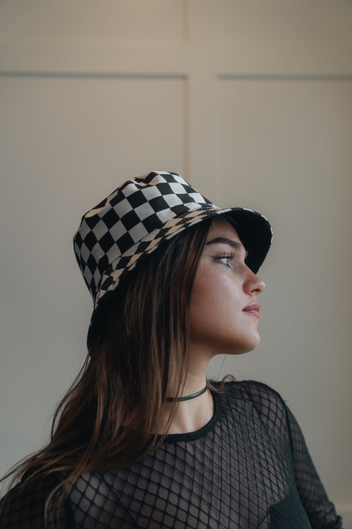 Checker Reversible Bucket Hat Black and White- Shop Neighbors