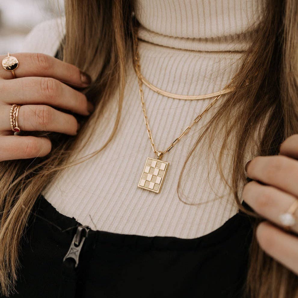 Checkered Necklace in Gold Mauve Jewelry Co.