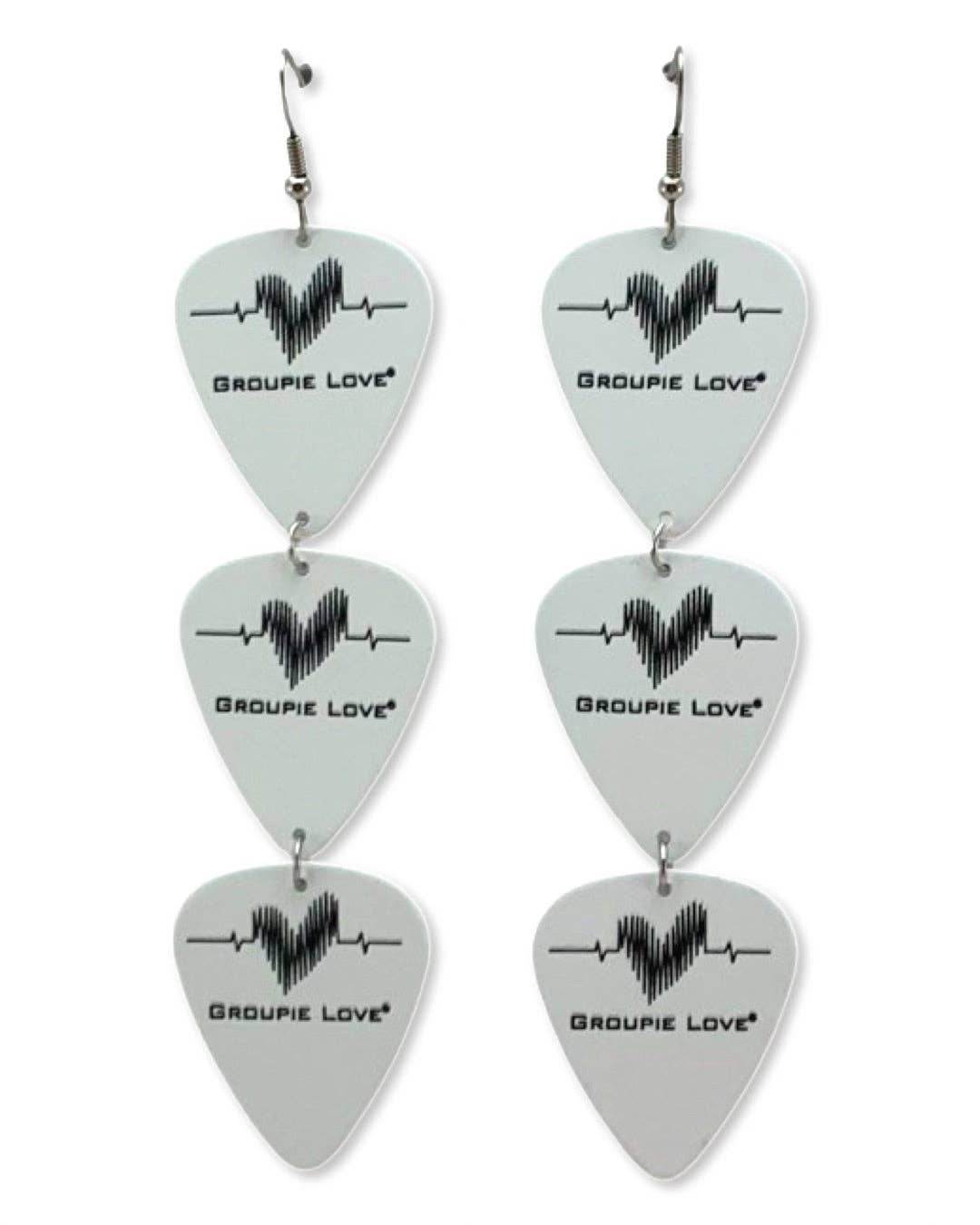 Classic Triple Guitar Pick Earrings Groupie Love