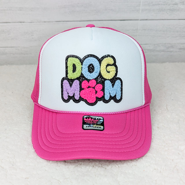 Dog Mom Hat Glitter Chenille Trucker Cap - Trendy Tee Co.