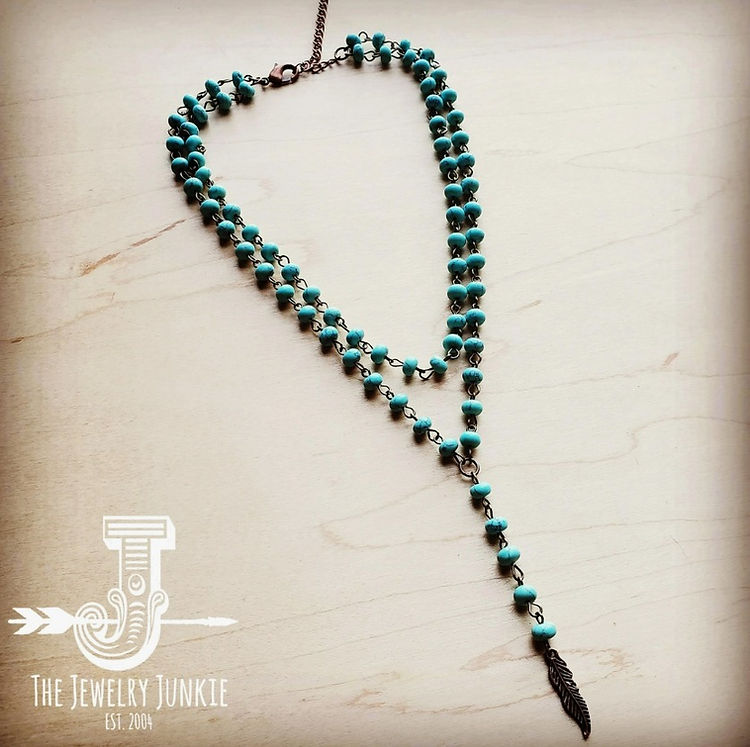 Double Strand Lariat Turquoise Necklace-The Jewelry Junkie