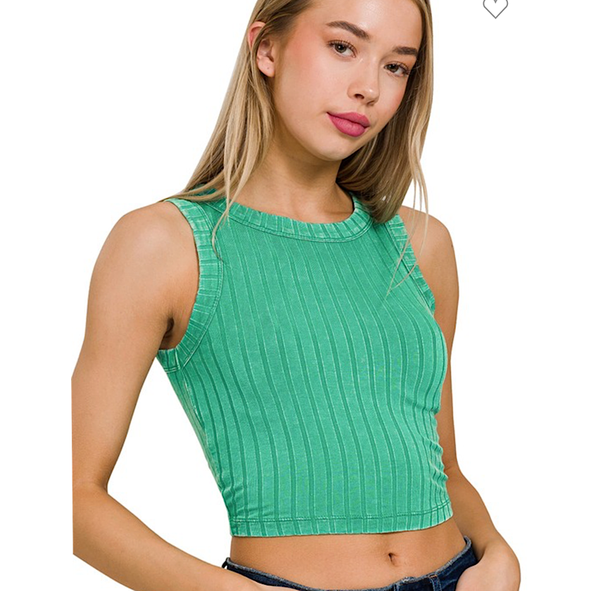 Zenana Ribbed Buttery Soft Tank Crop Top