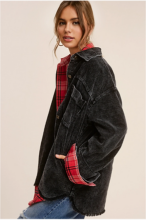 Washed Corduroy Oversized Fall Winter Shacket La Miel