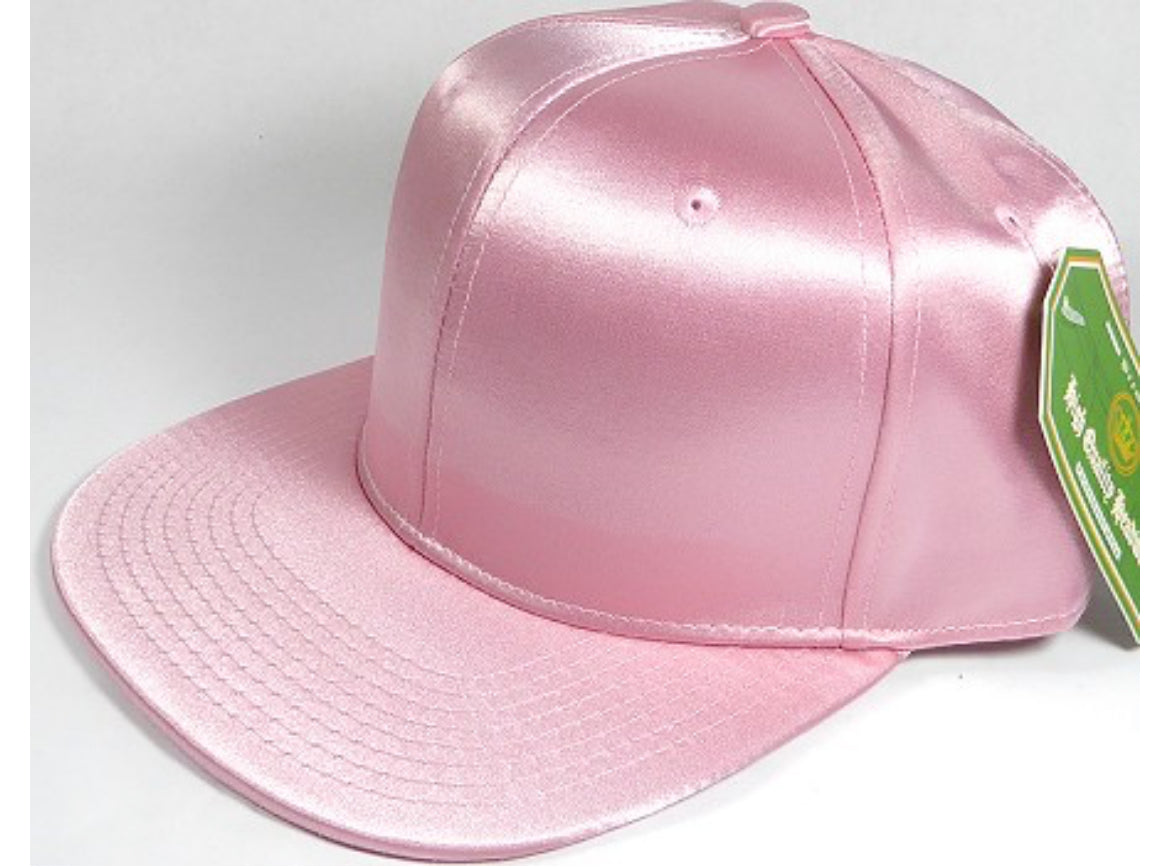 Faux Satin Silk Adult Flat Brim Snap Hat